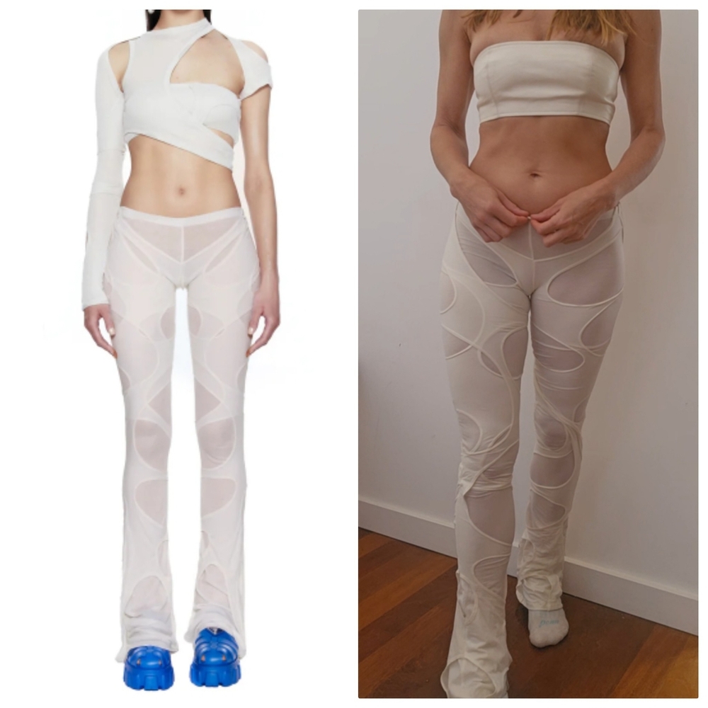 Nwot Fayth Demobaza Ivory Dune Aesthetic Muted Layered Pants Xs S - Picture 4 of 4